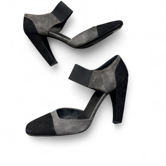 Prada Shoes - Prada Colorblock Heels Suede Black Gray 9